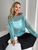 Hand knitted thin mohair sweater color turquoise SKY photo