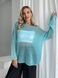 Hand knitted thin mohair sweater color turquoise SKY photo 6