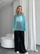 Hand knitted thin mohair sweater color turquoise SKY photo 2