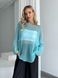 Hand knitted thin mohair sweater color turquoise SKY photo 3