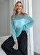 Hand knitted thin mohair sweater color turquoise SKY photo 5