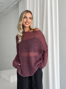 Hand knitted thin mohair sweater burgundy color SKY photo