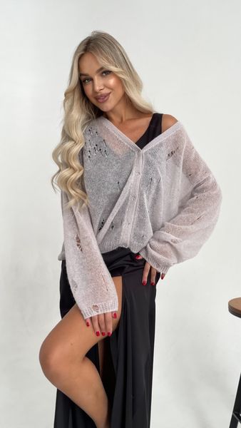 Distressed knit oversize, ash gray-beige mohair cardigan, alpaca and mohair premium yarn Cool air photo