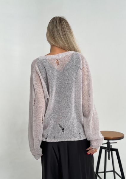 Distressed knit oversize, ash gray-beige mohair cardigan, alpaca and mohair premium yarn Cool air photo