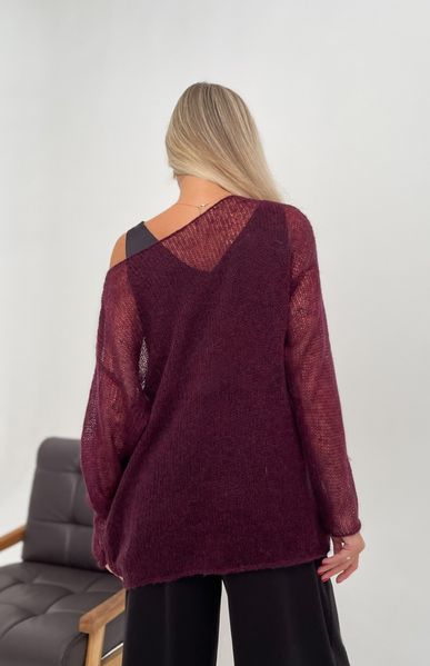 Hand knitted thin mohair sweater marsala color SKY photo