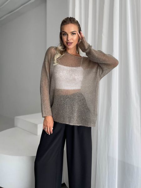 Beige oversize sweater made from premium kid-mohair, cobweb SKY photo