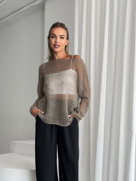 Beige oversize sweater made from premium kid-mohair, cobweb SKY photo