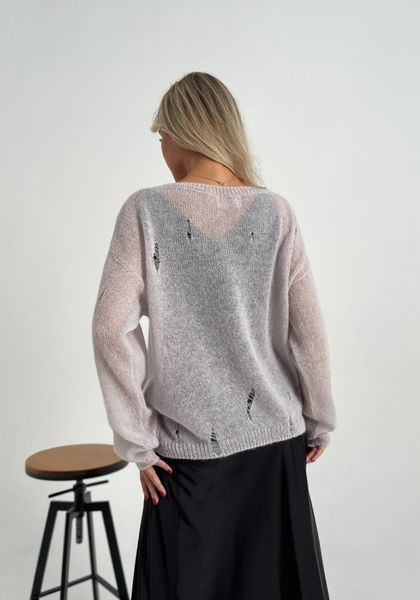 Distressed knit oversize, ash gray-beige mohair alpaka jumper Cool air jumper photo