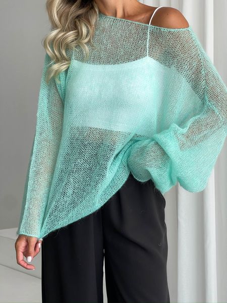 Mint-colored sweater kid-mohair, oversize SKY photo