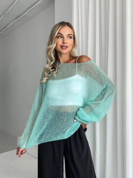 Mint-colored sweater kid-mohair, oversize SKY photo