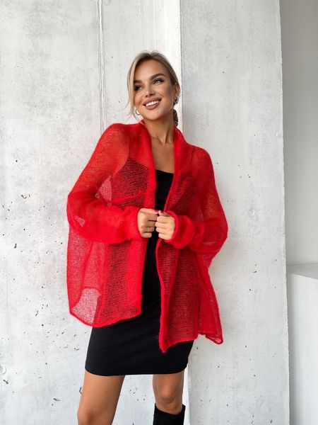 Red mohair cardigan KARDY-88 photo