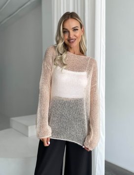 Handmade oversize jumper in peach fuzz color, crafted from premium kid-mohair SKY photo