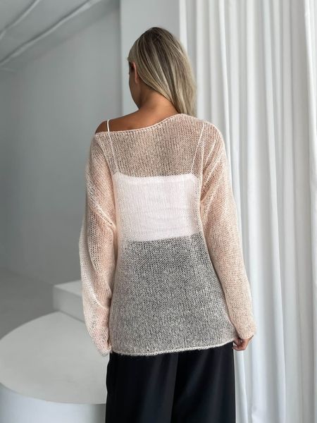 Handmade oversize jumper in peach fuzz color, crafted from premium kid-mohair SKY photo