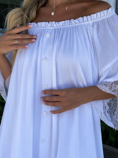 Легке біле плаття розлітайка з мереживом Elena фото