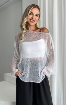 White cobweb oversized mohair sweater OLGA-15 photo