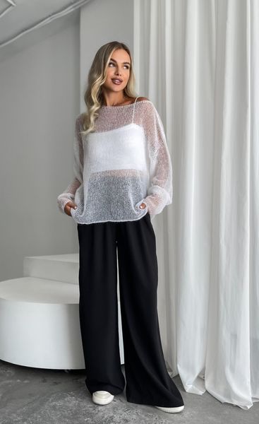 White cobweb oversized mohair sweater OLGA-15 photo