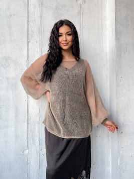 Beige cobweb sweater made from mohair, large size oxygen52 photo