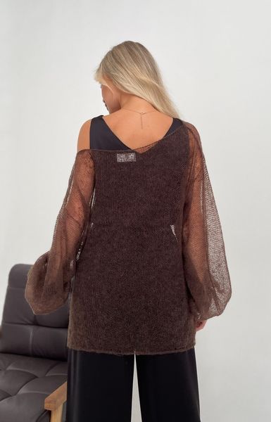 Exquisite knitted mohair jumper, bell sleeves, dark chocolate Oxygen photo