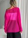 Hand knitted thin mohair crewneck sweater neon pink SKY photo 8