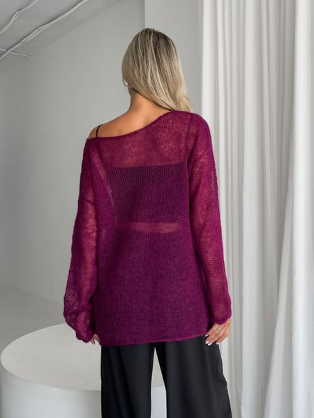 Hand knitted thin mohair sweater burgundy color SKY photo